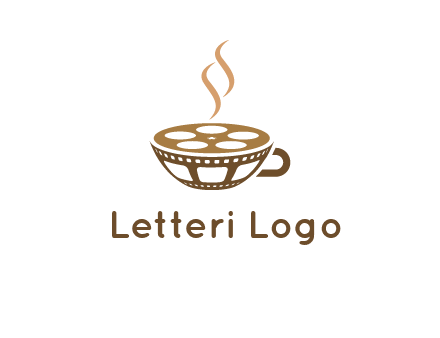 creative film reel coffee cup logo