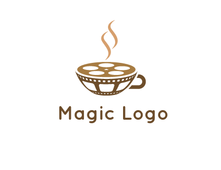 creative film reel coffee cup logo