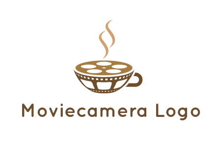 creative film reel coffee cup logo