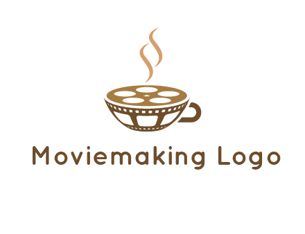 creative film reel coffee cup logo