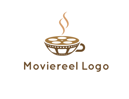 creative film reel coffee cup logo