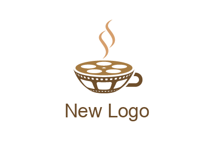 creative film reel coffee cup logo