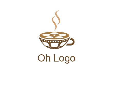 creative film reel coffee cup logo