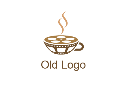 creative film reel coffee cup logo