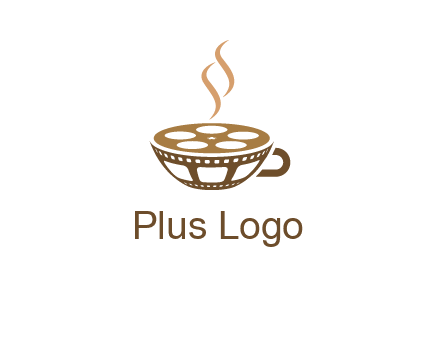 creative film reel coffee cup logo