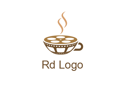 creative film reel coffee cup logo