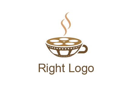 creative film reel coffee cup logo