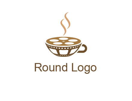creative film reel coffee cup logo