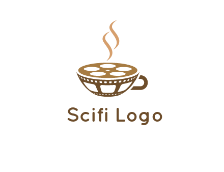 creative film reel coffee cup logo