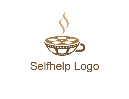 creative film reel coffee cup logo