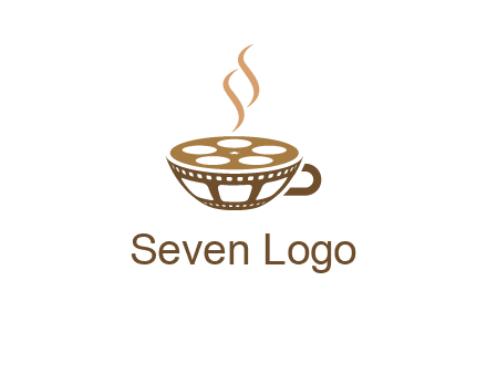 creative film reel coffee cup logo