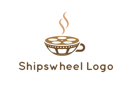 creative film reel coffee cup logo