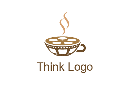 creative film reel coffee cup logo