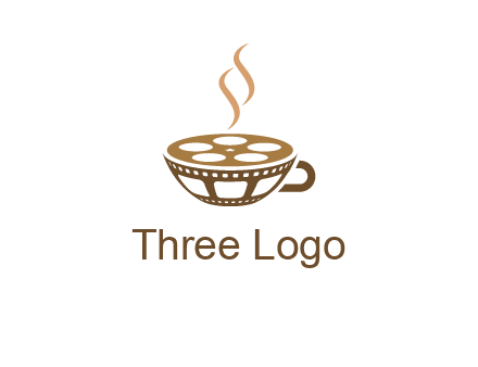 creative film reel coffee cup logo