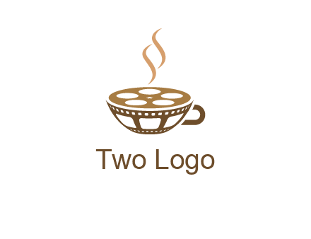 creative film reel coffee cup logo