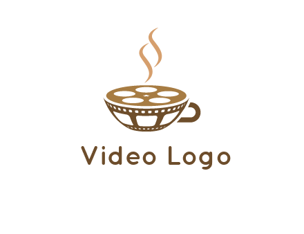 creative film reel coffee cup logo