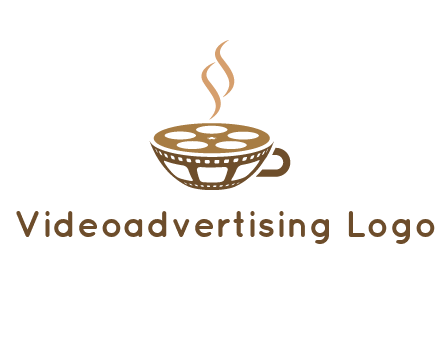 creative film reel coffee cup logo