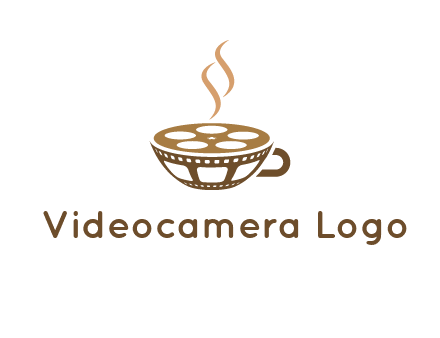 creative film reel coffee cup logo
