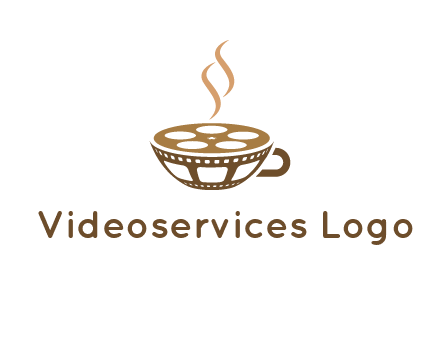 creative film reel coffee cup logo