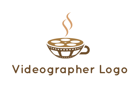 creative film reel coffee cup logo