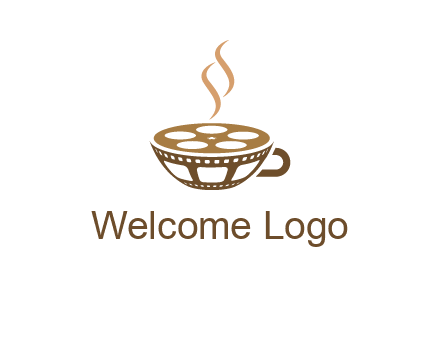 creative film reel coffee cup logo