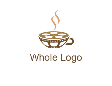 creative film reel coffee cup logo