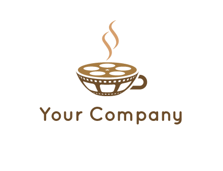 creative film reel coffee cup logo
