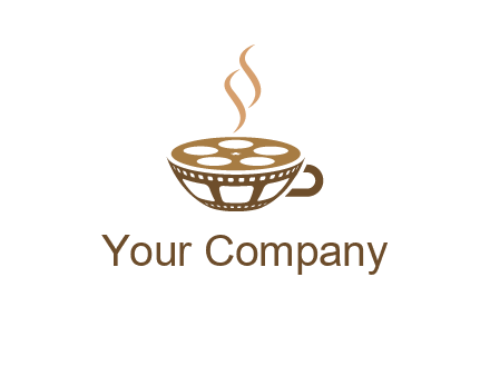 creative film reel coffee cup logo