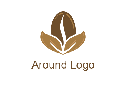 coffee bean and leaves logo