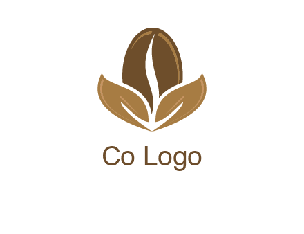 coffee bean and leaves logo