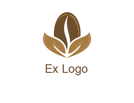 coffee bean and leaves logo