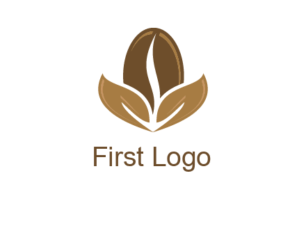 coffee bean and leaves logo