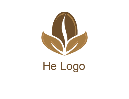 coffee bean and leaves logo