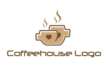 heart on coffee cups logo