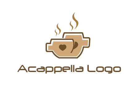 heart on coffee cups logo