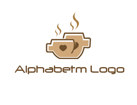 heart on coffee cups logo