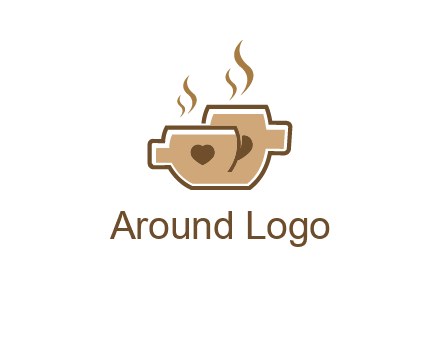 heart on coffee cups logo