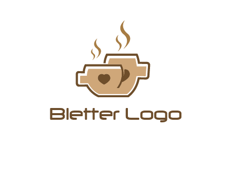 heart on coffee cups logo