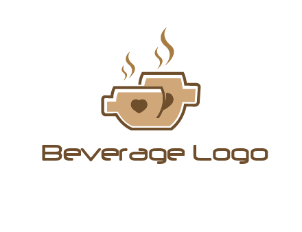 heart on coffee cups logo