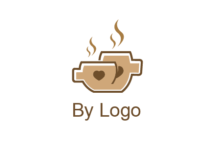 heart on coffee cups logo