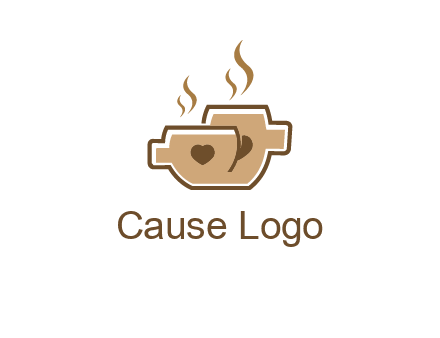heart on coffee cups logo