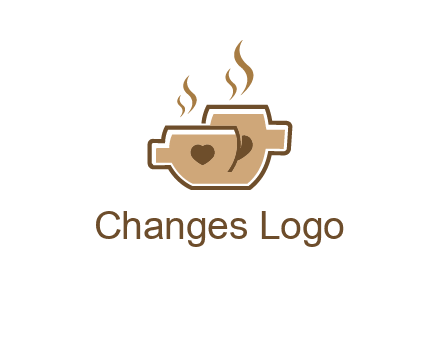 heart on coffee cups logo