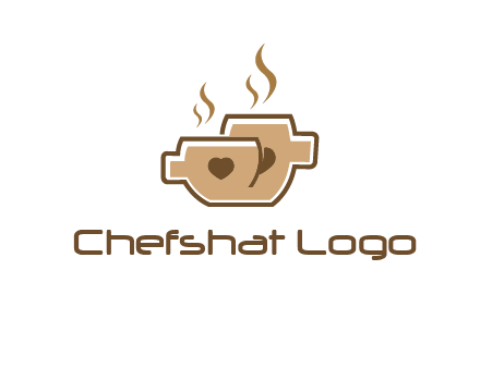 heart on coffee cups logo
