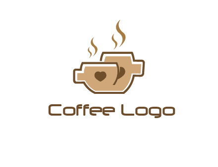heart on coffee cups logo