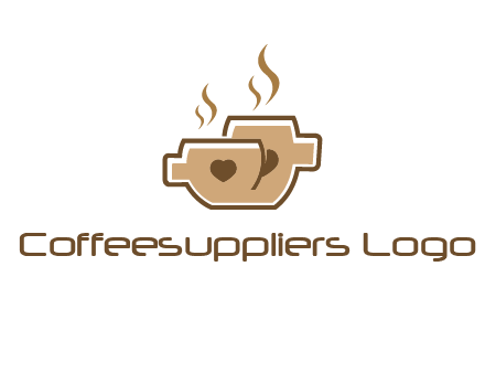 heart on coffee cups logo