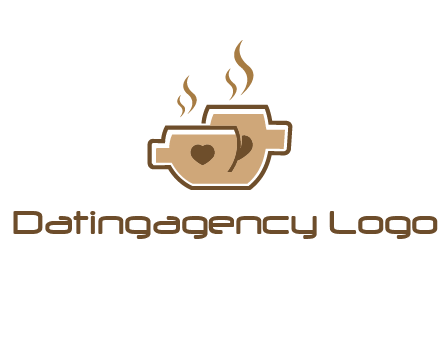 heart on coffee cups logo