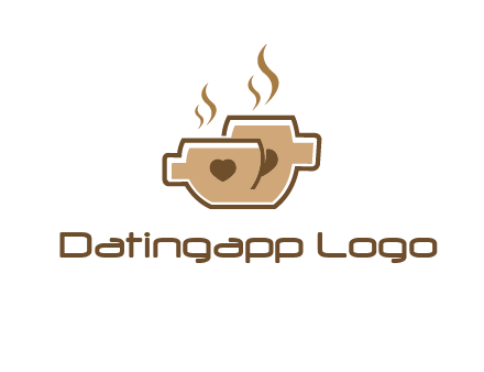 heart on coffee cups logo