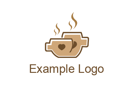 heart on coffee cups logo