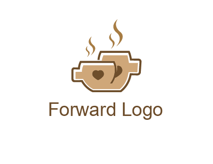 heart on coffee cups logo