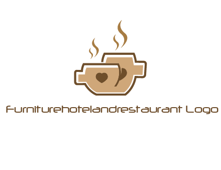 heart on coffee cups logo